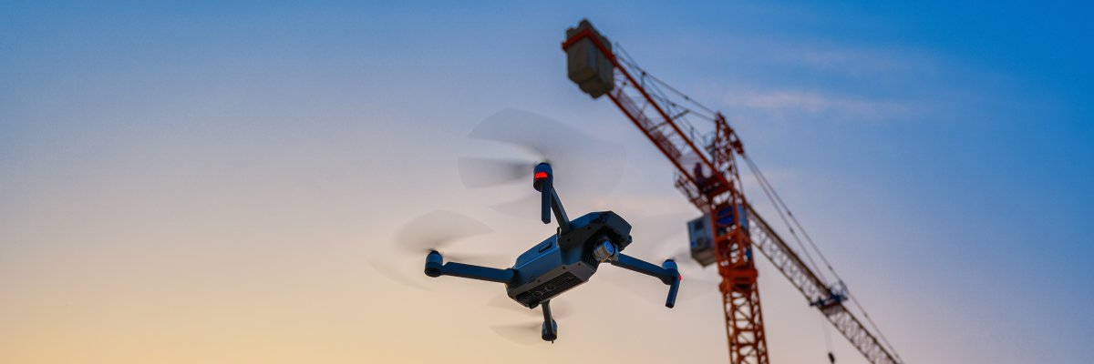 A drone flies in the nature A drone flies in the nature