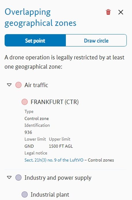 Menu: Overlapping geographical zones. Result details view after the check for geographical zones